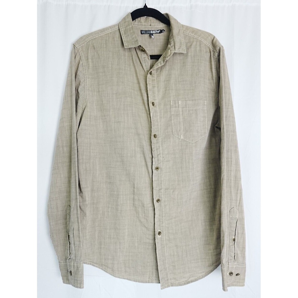 William Rast Mens Button Down Shirt Beige Long Sleeve Medium Casual‎ Lightweight